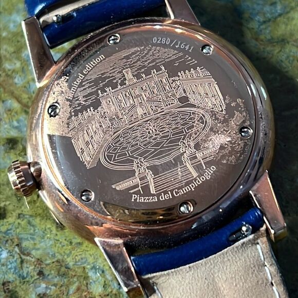 Flippo Loreti Rome Rose Gold Blue Watch Limited Navy Leather